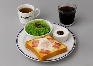 あさごぱん＋サラダ＋オニオンスープ＋ヨーグルトorゆで卵＋下記のドリンク